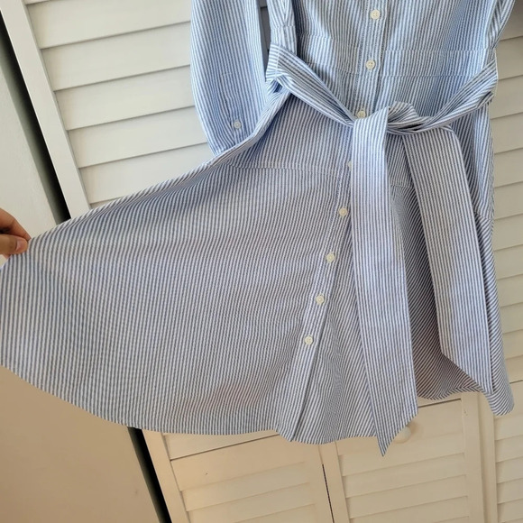 J. Crew Oxford White Blue Cotton A-line Shirtdress Size 0 - Picture 7 of 16